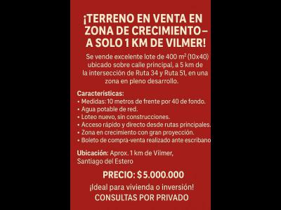 Terrenos Venta Santiago Del Estero Vendo